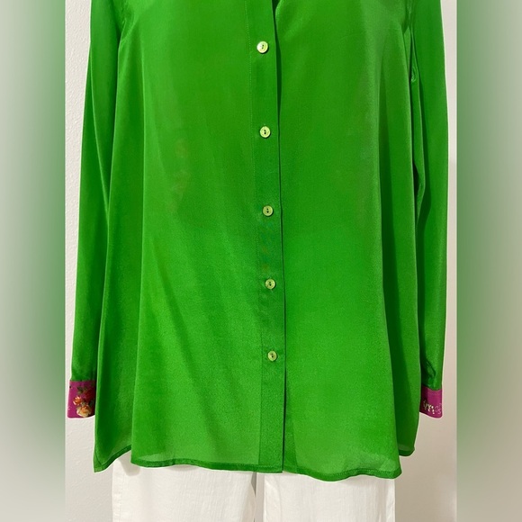 EUC L’Agence Gio Button Down Silk Shirt Size XL - Picture 6 of 16